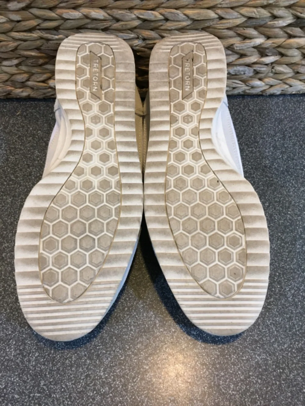 Classic Tretorn Women's Beige & White Sneakers with Navy Accent
